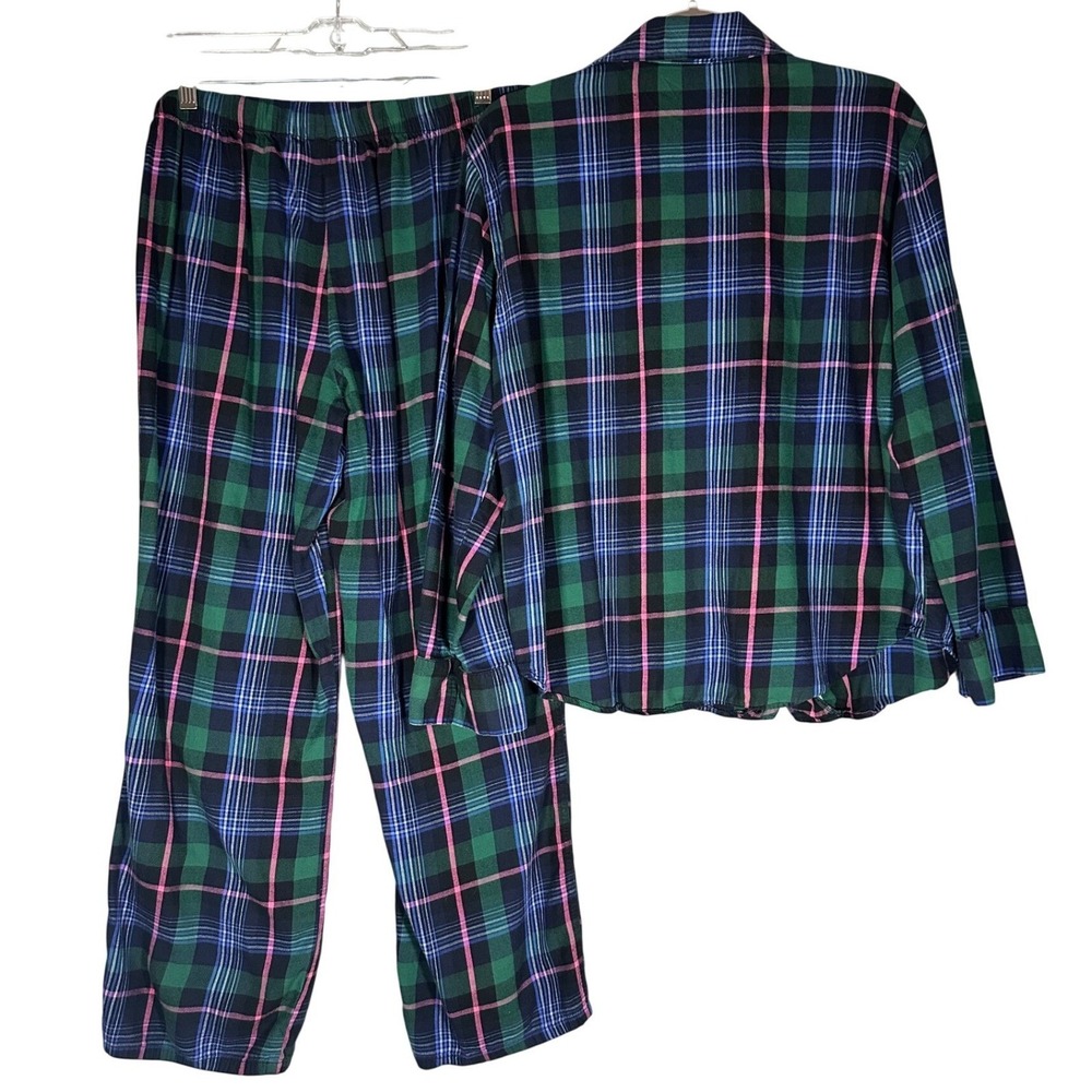 Victorias Secret Plaid Pajama Set Sz M Cotton Modal Pants&Shirt Lounge Sleepwear - Picture 2 of 13